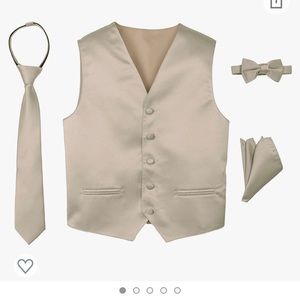 Gold vest with bow tie and handkerchief